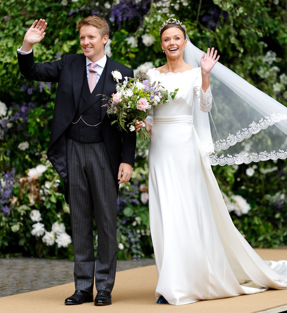 Hugh Grosvenor, Duke of Westminster and Olivia Grosvenor, Duchess of Westminster leave Chester Cathedral