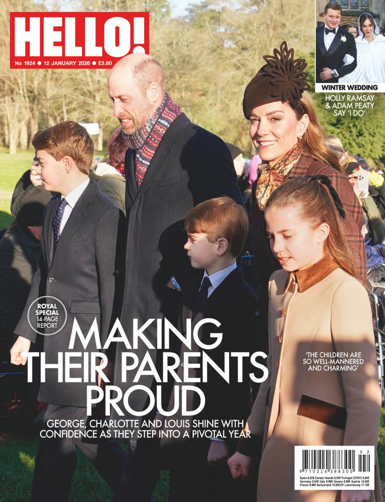 Hello Magazine cover featuring Prince William, Princess Kate and the royal children at Sandrigham